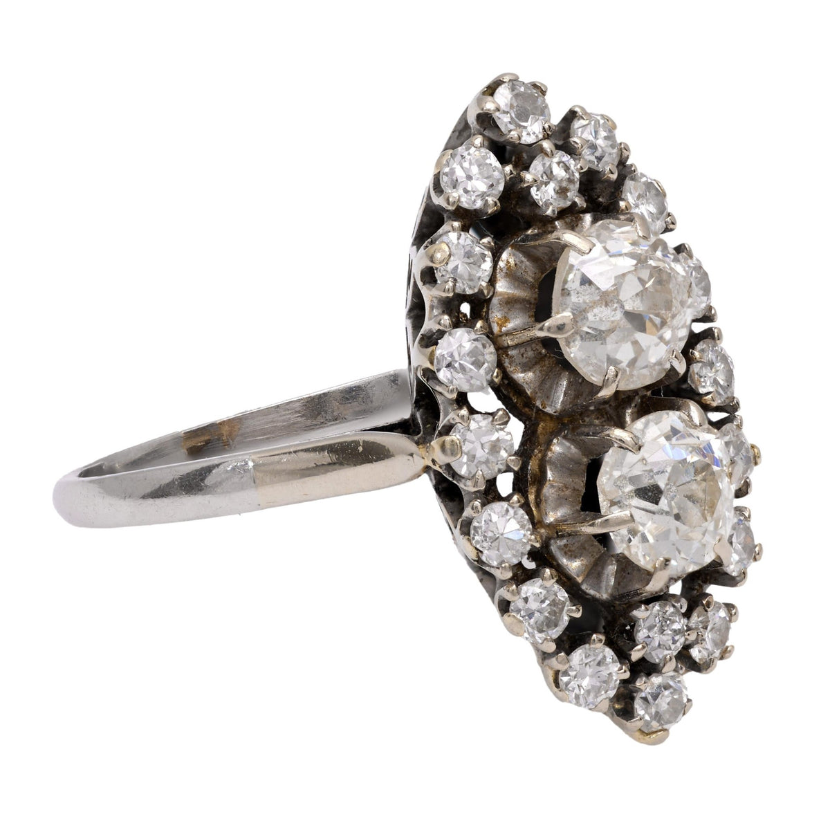 Mid Century diamond platinum navette ring