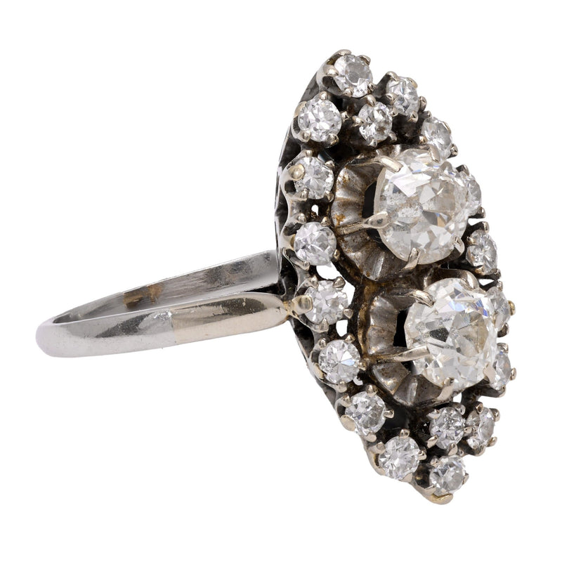 Mid Century diamond platinum navette ring