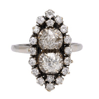 Mid Century diamond platinum navette ring