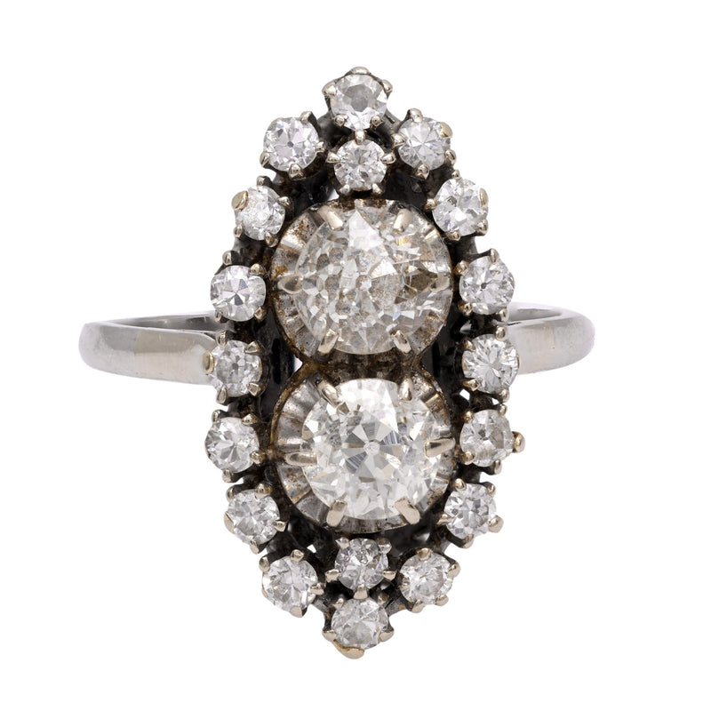 Mid Century diamond platinum navette ring
