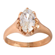 Victorian GIA 1.56 carat old mine cut diamond 10k rose gold engagement ring