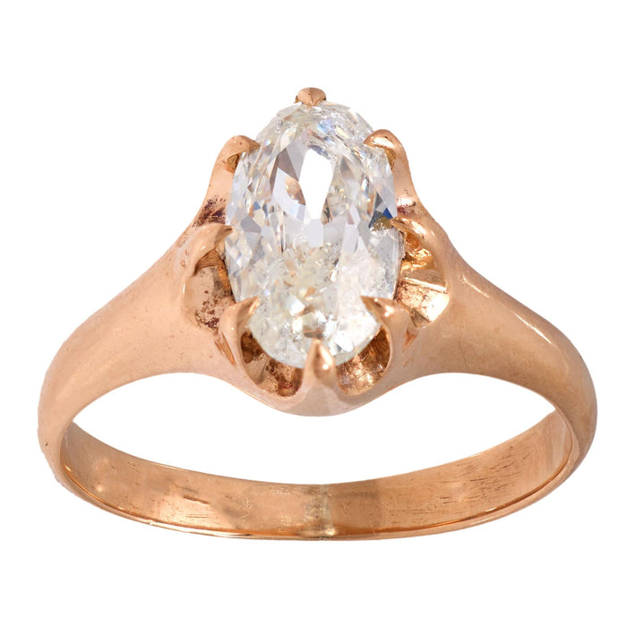 Victorian GIA 1.56 carat old mine cut diamond 10k rose gold engagement ring