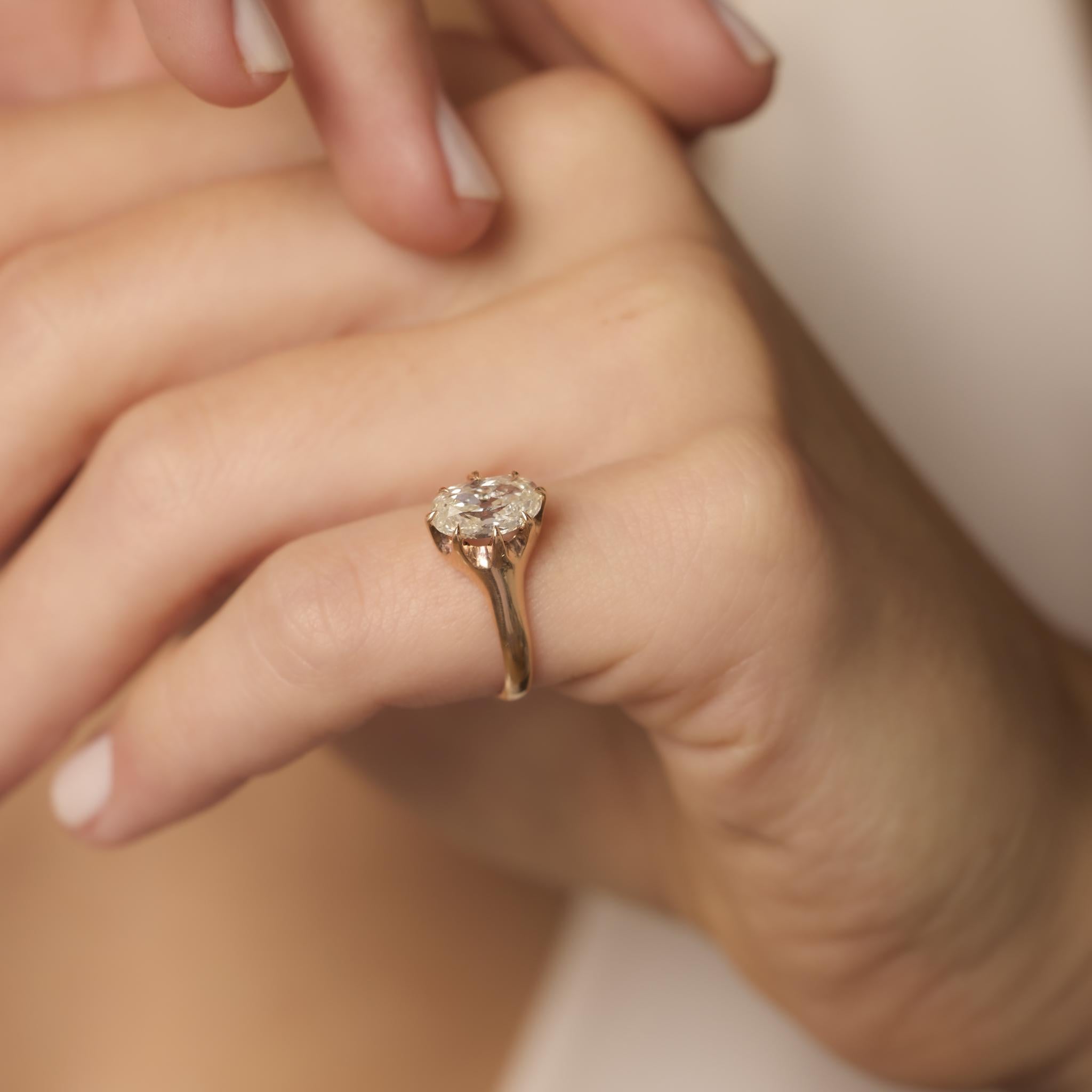 Victorian GIA 1.56 carat old mine cut diamond 10k rose gold engagement ring
