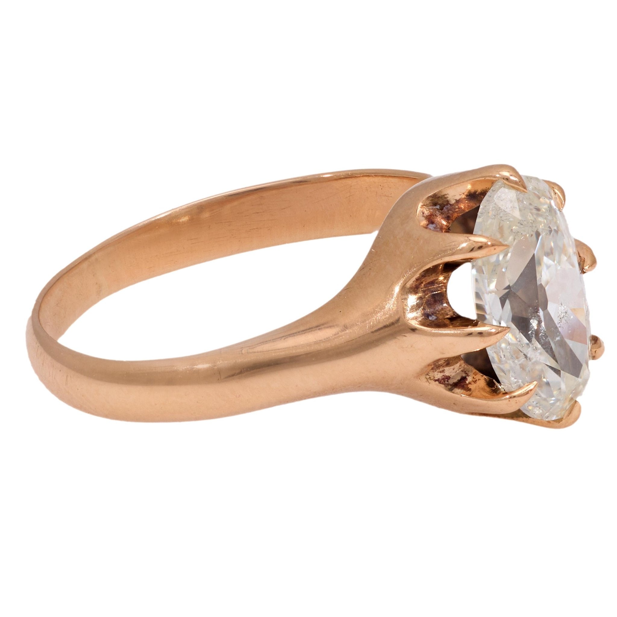 Victorian GIA 1.56 carat old mine cut diamond 10k rose gold engagement ring