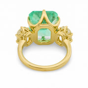 GIA 7.14 carat Colombian emerald diamond 18k yellow gold cocktail ring