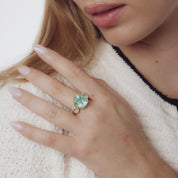 GIA 7.14 carat Colombian emerald diamond 18k yellow gold cocktail ring