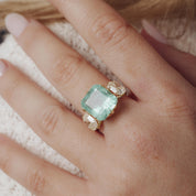 GIA 7.14 carat Colombian emerald diamond 18k yellow gold cocktail ring