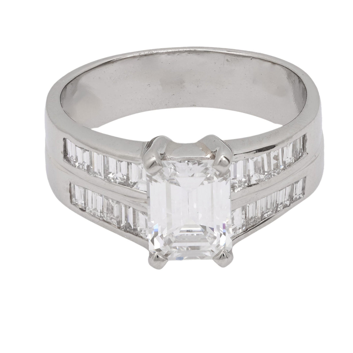GIA 1.27 carat emerald cut diamond platinum engagement ring