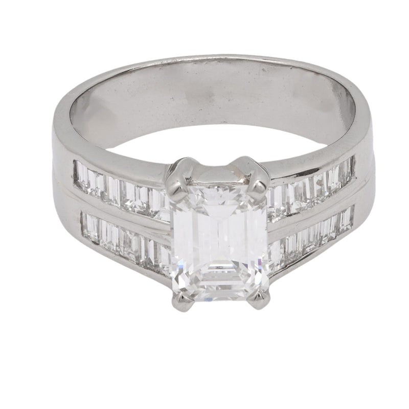 GIA 1.27 carat emerald cut diamond platinum engagement ring