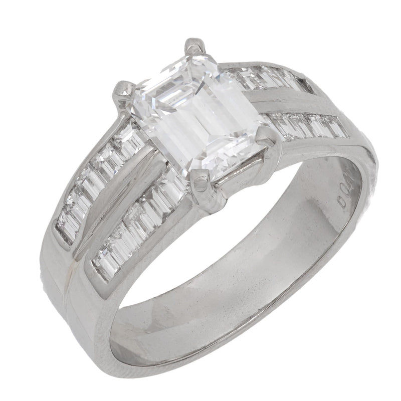 GIA 1.27 carat emerald cut diamond platinum engagement ring