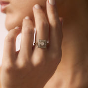 Victorian old cut diamond 14k yellow gold ring