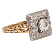 Victorian old cut diamond 14k yellow gold ring