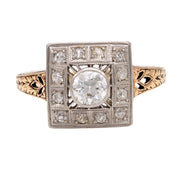 Victorian old cut diamond 14k yellow gold ring
