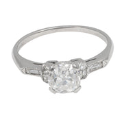Art Deco GIA 1.23 carat old mine cut diamond platinum engagement ring