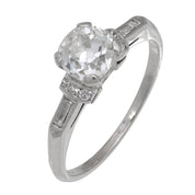 Art Deco GIA 1.23 carat old mine cut diamond platinum engagement ring