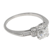 Art Deco GIA 1.23 carat old mine cut diamond platinum engagement ring