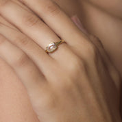 Vintage GIA 0.92 carat old mine cut diamond 18k yellow gold engagement ring