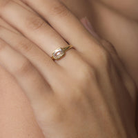 Vintage GIA 0.92 carat old mine cut diamond 18k yellow gold engagement ring