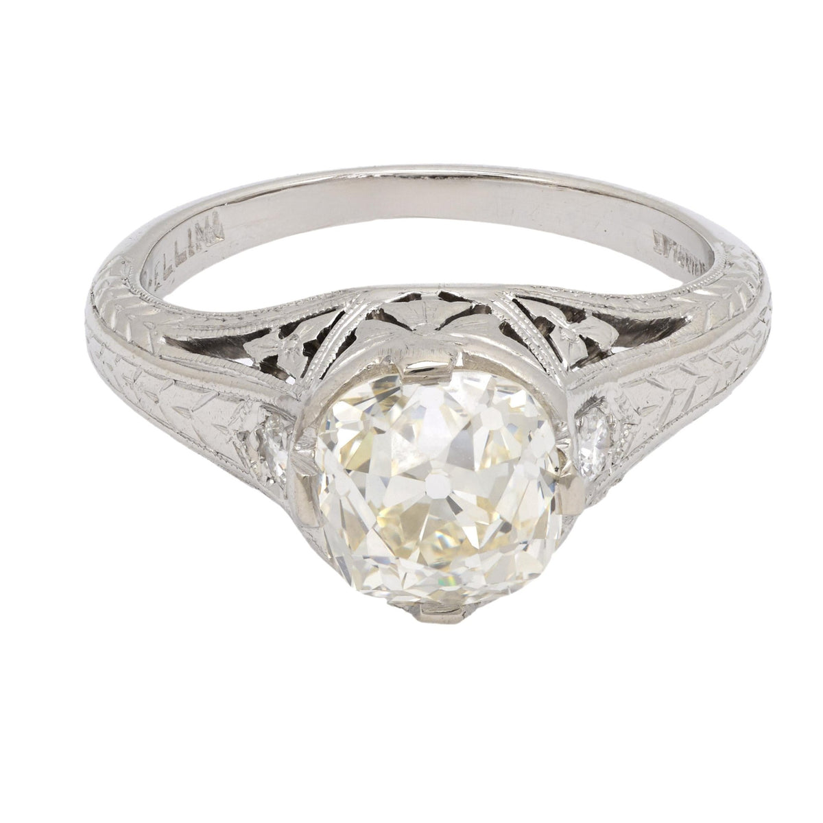 Art Deco GIA 1.65 carat diamond platinum engagement ring