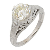 Art Deco GIA 1.65 carat diamond platinum engagement ring