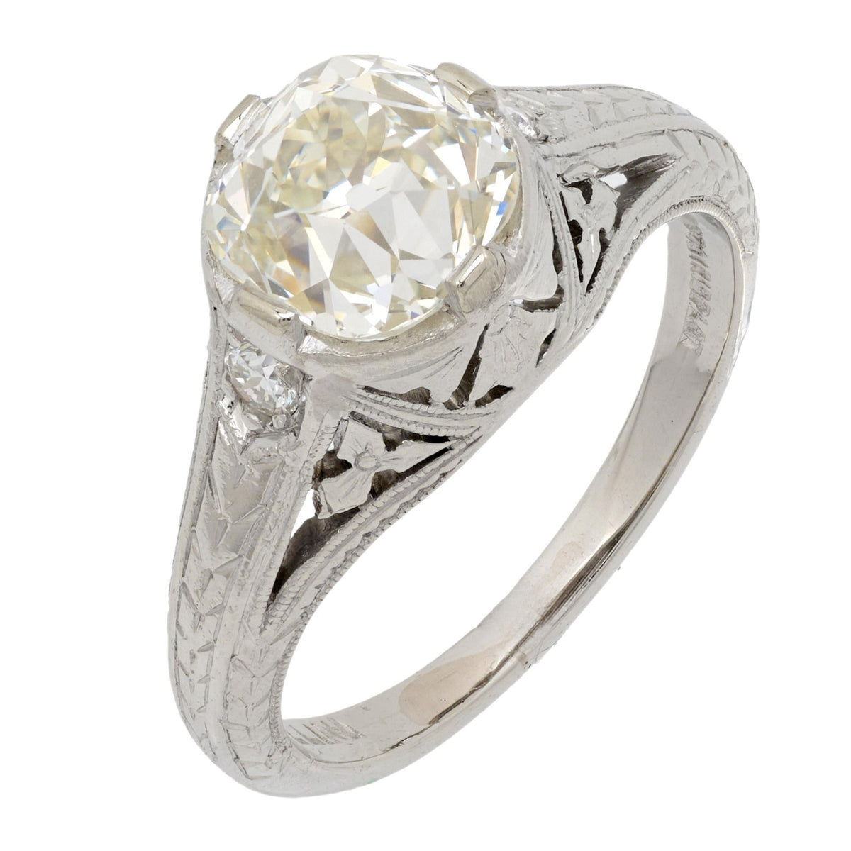 Art Deco GIA 1.65 carat diamond platinum engagement ring