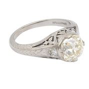 Art Deco GIA 1.65 carat diamond platinum engagement ring