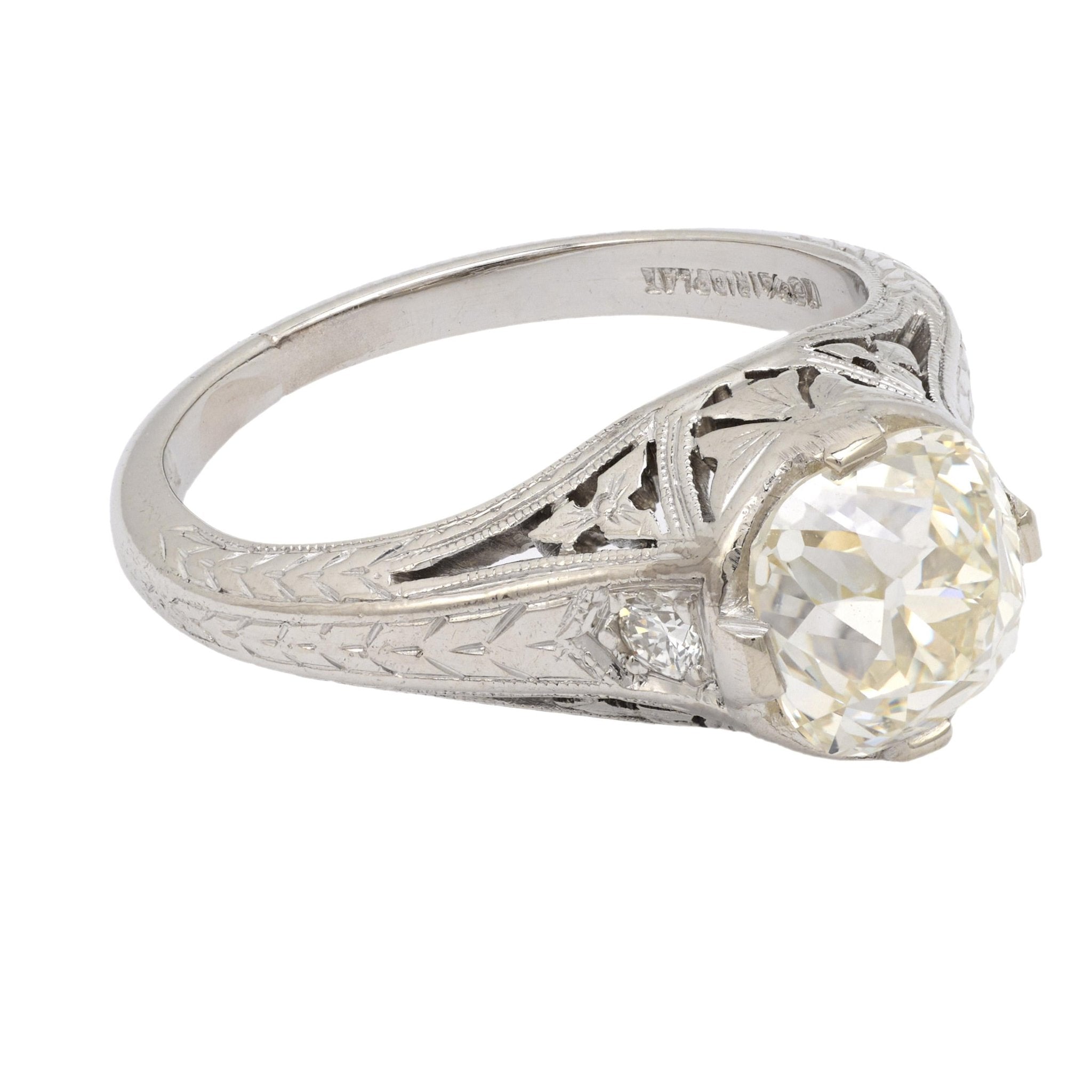 Art Deco GIA 1.65 carat diamond platinum engagement ring