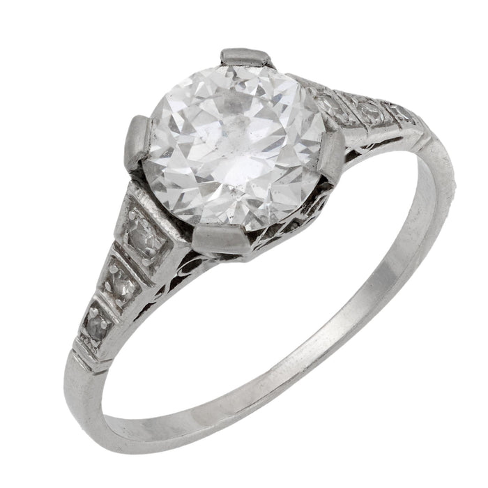 Art Deco GIA 1.07 carat diamond platinum engagement ring