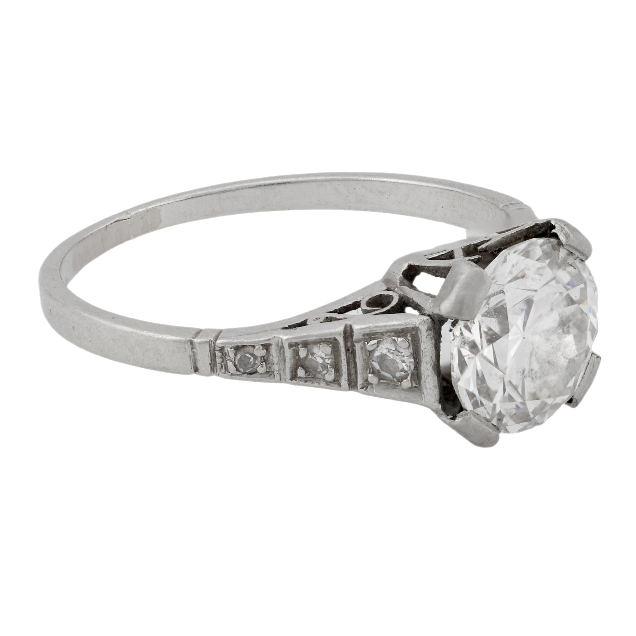 Art Deco GIA 1.07 carat diamond platinum engagement ring