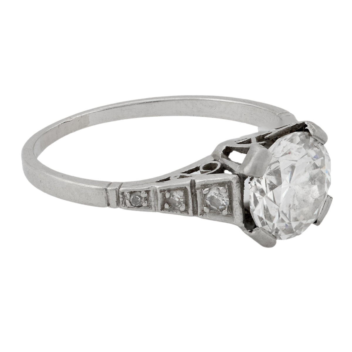 Art Deco GIA 1.07 carat diamond platinum engagement ring