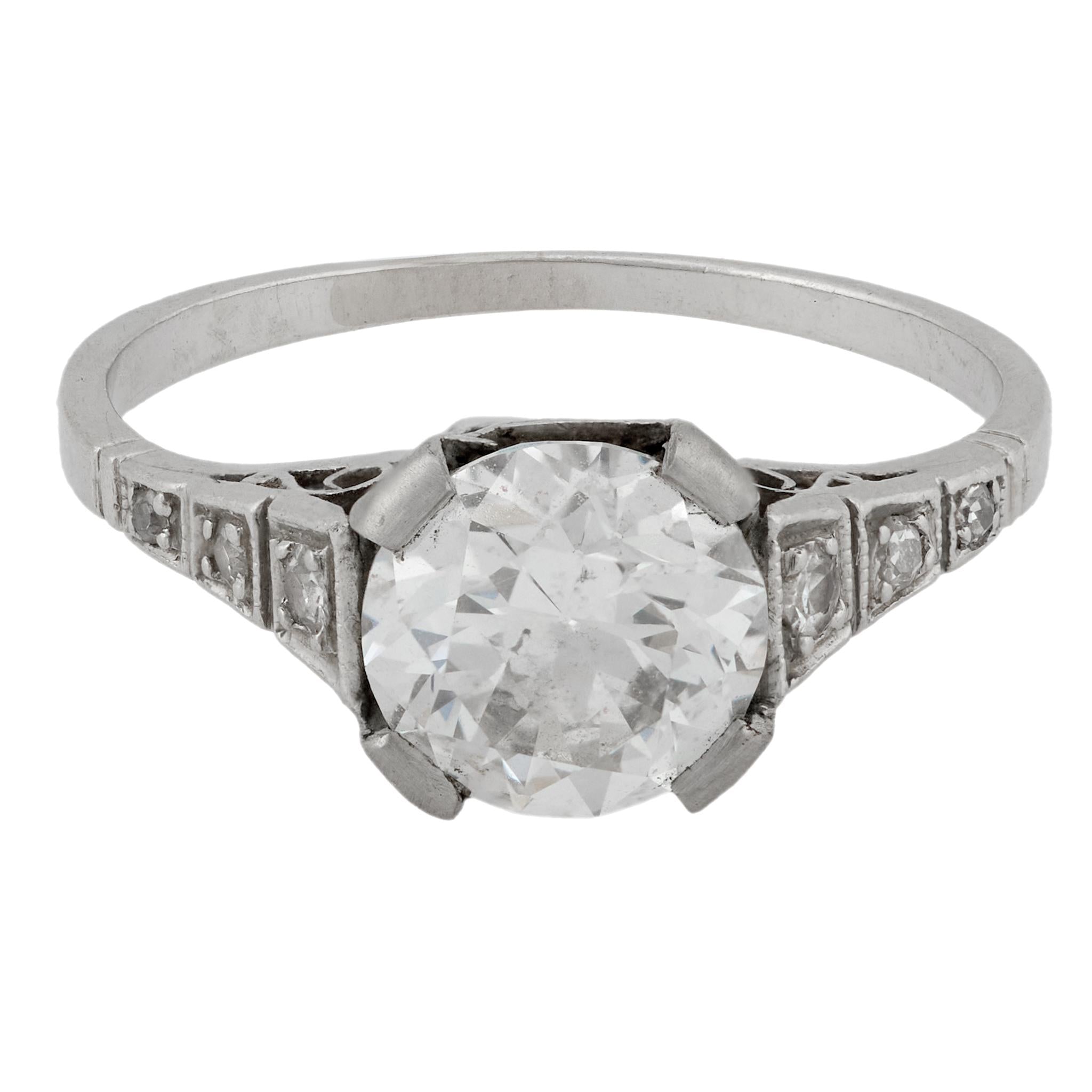 Art Deco GIA 1.07 carat diamond platinum engagement ring