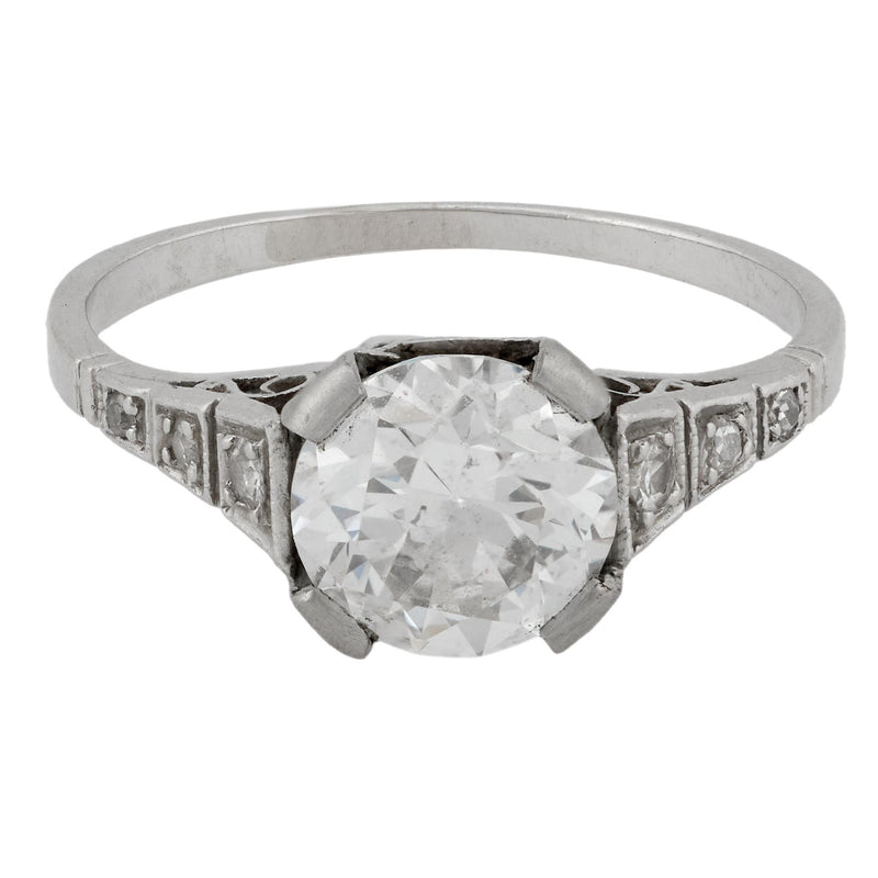 Art Deco GIA 1.07 carat diamond platinum engagement ring