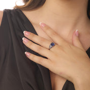 Art Deco 4.50 carat cabochon cut sapphire diamond platinum ring