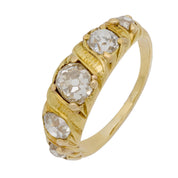 Victorian diamond 14k yellow gold 5 stone ring