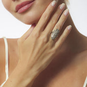 Art Deco diamond platinum navette ring