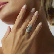 Art Deco diamond platinum navette ring
