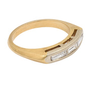 Mid Century baguette diamond 14k yellow and white gold wedding ring