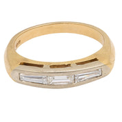 Mid Century baguette diamond 14k yellow and white gold wedding ring