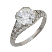 Art Deco GIA 2.07 carat old European cut diamond platinum engagement ring