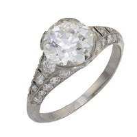 Art Deco GIA 2.07 carat old European cut diamond platinum engagement ring