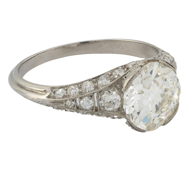 Art Deco GIA 2.07 carat old European cut diamond platinum engagement ring