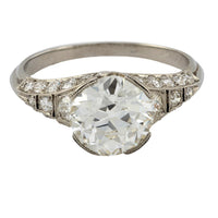 Art Deco GIA 2.07 carat old European cut diamond platinum engagement ring