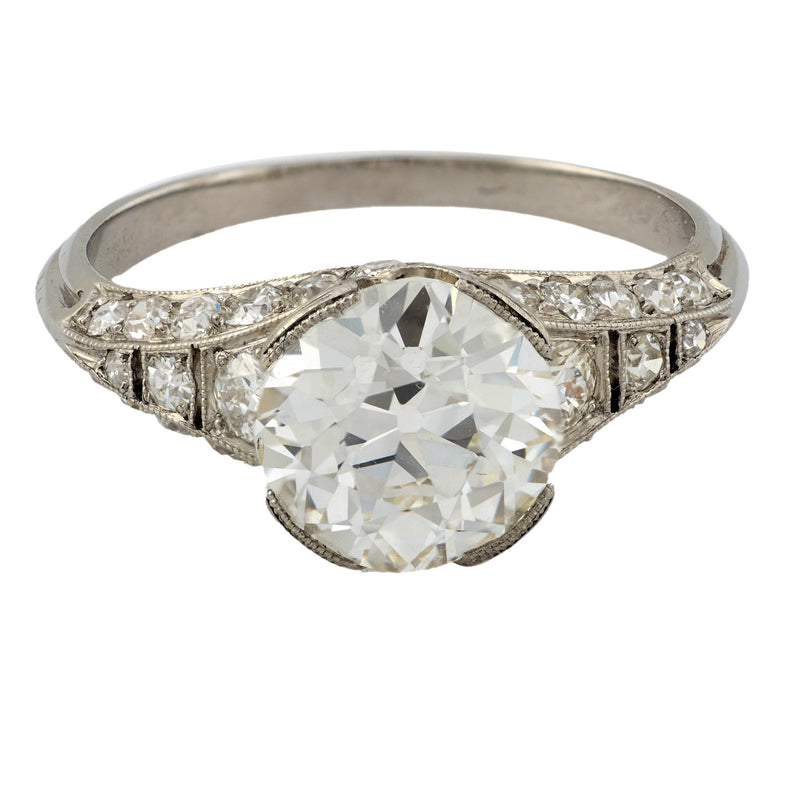 Art Deco GIA 2.07 carat old European cut diamond platinum engagement ring