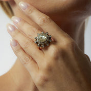 Victorian 2.80 carat rose cut diamond 18k rose gold cluster ring