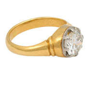 Edwardian 2.10 carat old European cut diamond 18k yellow gold engagement ring