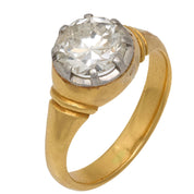 Edwardian 2.10 carat old European cut diamond 18k yellow gold engagement ring
