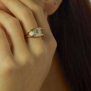 Vintage GIA 1.73 carat old mine cut diamond 18k gold ring