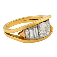 Vintage GIA 1.73 carat old mine cut diamond 18k gold ring