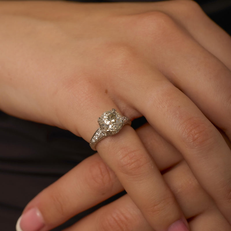 Modern GIA 3.00 carat diamond Art Deco style engagement ring