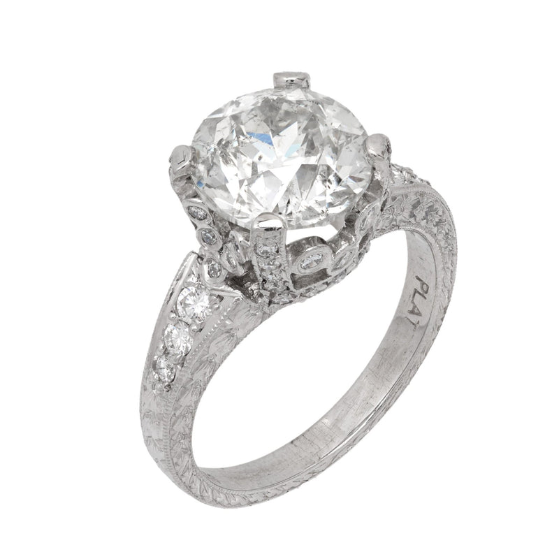 Modern GIA 3.00 carat diamond Art Deco style engagement ring